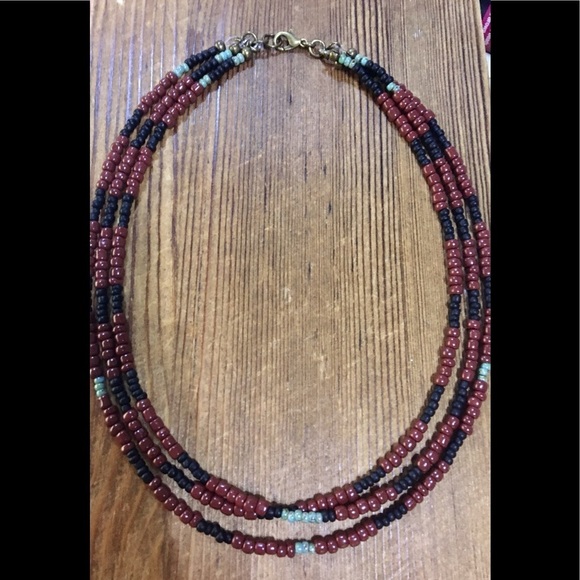 Ladies Choker Style BOHO Beaded Necklace, Handmade, Black and Brown, 16 … - Picture 3 of 6